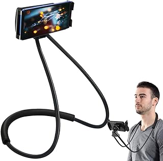Suporte para Pescoço Universal Ajustável Suporte de Telefone Suporte de Pescoço Flexível Suporte para Celular Que Pendure no Pescoço para Celular Tablet Smartphone (Preto)