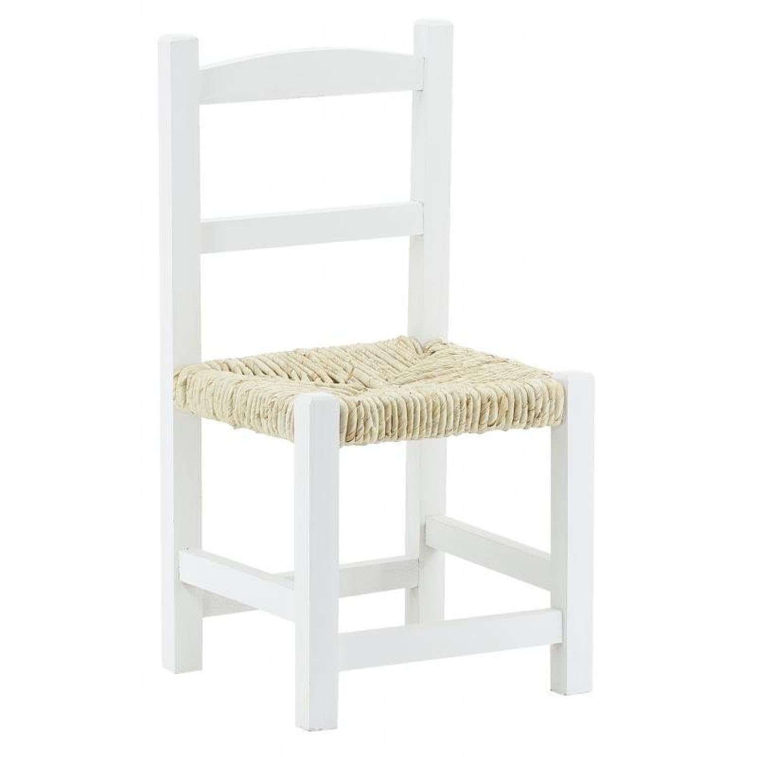 AUBRY GASPARD - Chaise Enfant Bois Blanc Assise Paille de Maïs - Finition Vieillie Patinée - 25 x 25 x 50 cm - Hauteur Assise 25 cm - Dès 3 Ans - Entretien Facile - Livrée Montée