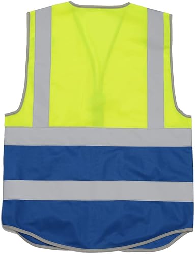 Miniatura 3 de Chaleco de seguridad azul amarillo reflectante de alta visibilidad con bolsillos y cremallera  Chaleco reflectante de construcción chaqueta ropa de