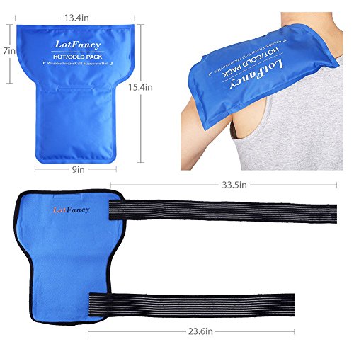 Lotfancy Shoulder Ice Pack Rotator Cuff Cold Therapy, Reusable Gel Hot Cold Compression Wrap Brace For Sport Injuries, Inflammation, Tendonitis, Pain Relief, Recovery After Surgery #TOP4