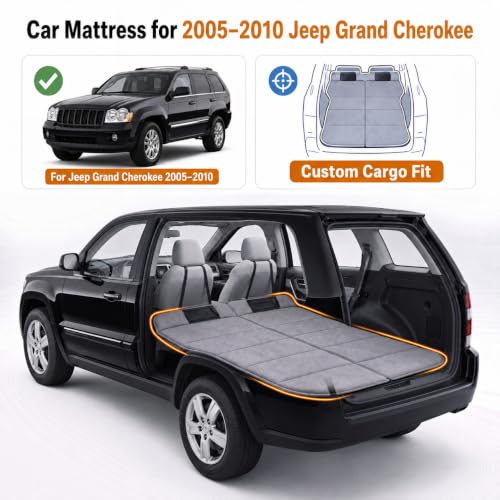 Image of Car Mattress for 2005-2010 Jeep Grand Cherokee, Upgraded Non-Inflatable Thickened Foam SUV Car Camping Mattress, Foldable Trunk Sleeping Pad Car Bed Mattress for Road Trips Camping Travel