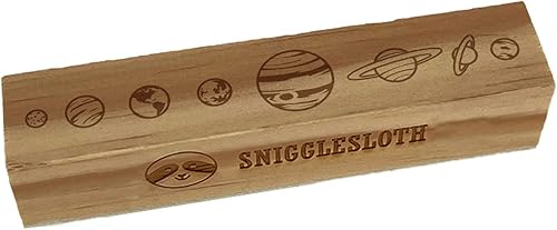 Solar System Planets Mercury Venus Saturn Urano, Neptuno Tierra, Júpiter Marte - Sello rectangular de goma para estampar manualidades, 3.75 pulgadas