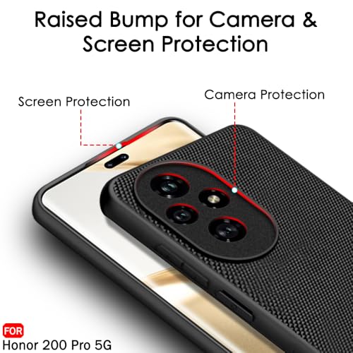 Image of TheGiftKart Back Cover Case for Honor 200 Pro 5G | Slim & Lightweight | Ultra-Premium Design | Camera Protection Bump | Fabric Texture Case Cover (PC & TPU, Black)
