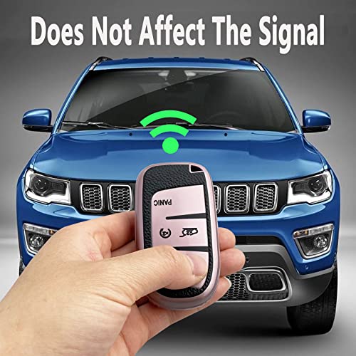 Shuday Key Fob Case Cover Compatible With Jeep Grand Cherokee Renegade Compass Chrysler 200 300 Dodge Ram Ram Durango Charger Challenger Journey Darts Fiat Accessories (Pink Suit) #TOP4