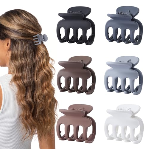 USDNICE 6 Pcs Hair Clips Small Claw Clips for Thin Hair Medium Matte Non-slip Hair Accessories for...