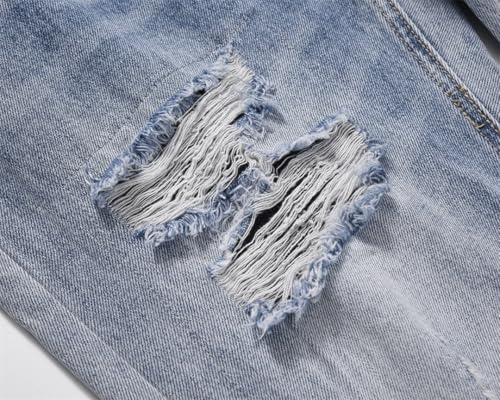 Men Ripped Jeans High Street Slim Daily Breathable Straight Solid Style Vitality Hip-Hop Jeans2