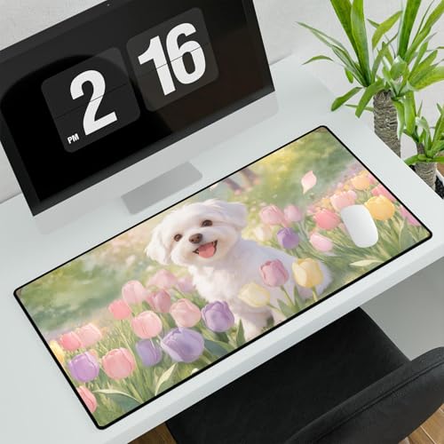 Tapete de escritorio grande Maltese diseño floral miniatura 3