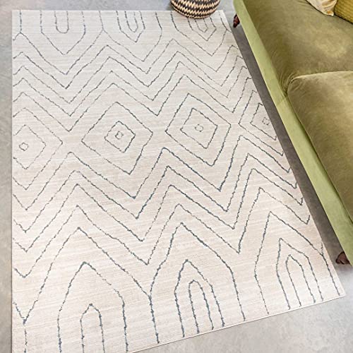 Modern Soft Tribal Berber Moroccan Beige Blue Lounge Living Room ...