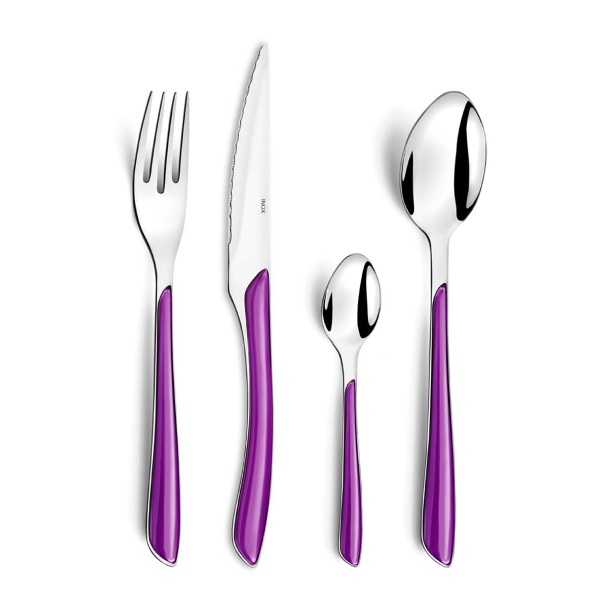 Amefa ECLAT Besteck Set Lila, 32-tlg. für 8 Personen, 18/10 Edelstahl | Kunststoff-Griffschalen, farbiges Essbesteck, spülmaschinenfest, kratz- und bruchsicher, für Camping, Grillen, Picknick