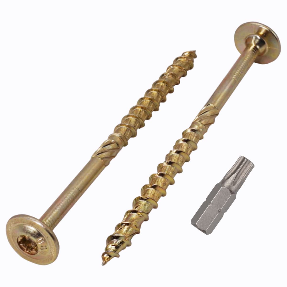 (Pack of 50 pcs) Galvanized Steel 6.0 x 90 mm Yellow Wood Screws, Torx Head, Wafer Head, Timber Screws, Partially Threaded (50, 6.0 x 90 mm)