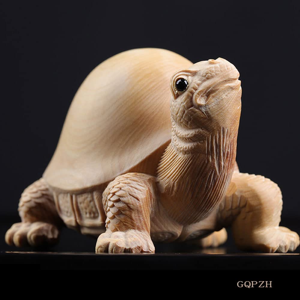 Amazon.co.jp: 木彫り 置物 ミニ 可愛い 亀 高級天然ツゲ木彫り