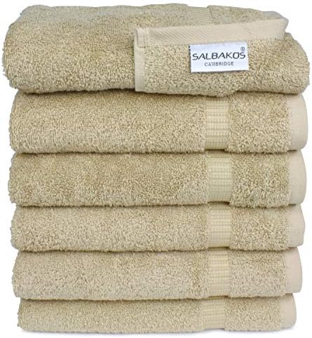 SALBAKOS Genuine Premium Organic Turkish Cotton Hotel and Spa Hand Towels, 700 GSM, 16”x30”, Taupe (Hand Towels - Qty 6, Taupe).