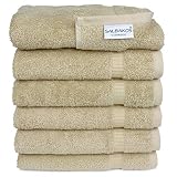 SALBAKOS Genuine Premium Organic Turkish Cotton Hotel and Spa Hand Towels, 700 GSM, 16”x30”, Taupe (