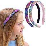 FROG SAC 2 Braided Headbands For Girls, Tie Dye Mermaid Headband for Kids, Metallic Braid Head Band...
