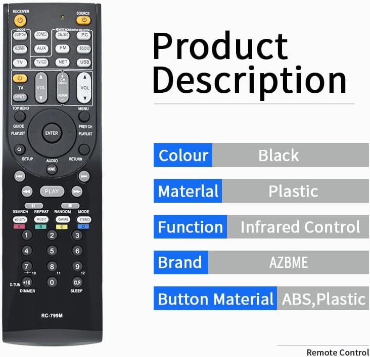 AZBME remote control with product description details