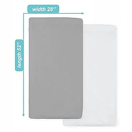 American Baby Company 2 Pack Fitted Crib Sheets 28 x 52, 100% Polyester Ultra Soft Microfiber, White/Gray, for Boys and Girls, Fits Crib and Toddler Bed Mattresses