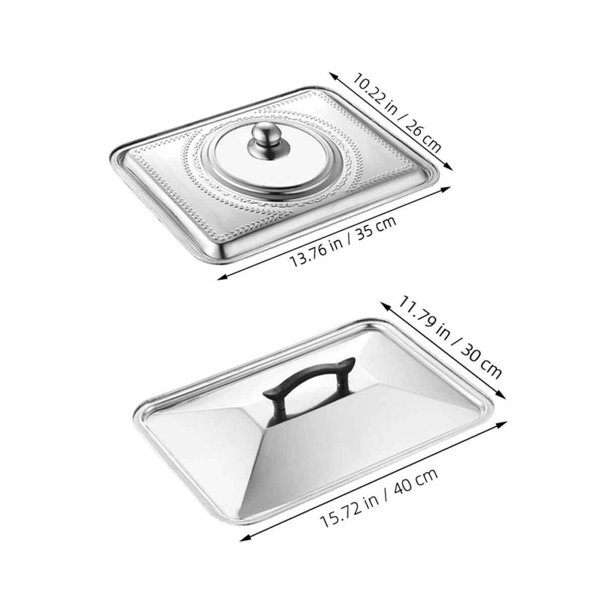 Ipetboom 2 pezzi Coperchio Pentola Rettangolare in Acciaio Inox con Superficie Facile da Pulire e Visibilità per Monitorare la Cottura per Barbecue e Arrostire Compatibile con Diverse
