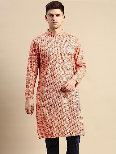 Image of Men's Black Art Silk Regular Fit Ethnic Motifs Kurta | Indian Kurta | Festive Ethnic Kurta with Embroidered Packet