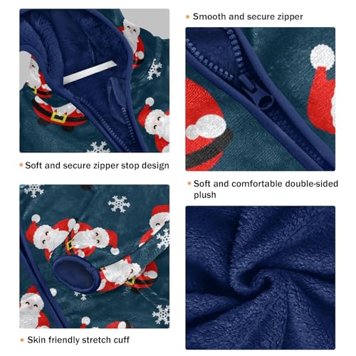 CaTaKu Boys Fleece Jacket Zip Up Hoodie Santa Claus Snowflake Toddler Kids Fall Winter Jacket for Boys 3-10Y3