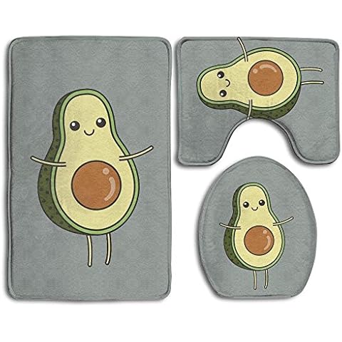 Bath Rug Set, Avocado Skidproof Flannel Contour Rugs, Antibacterial Toilet Cover Mat For Men Women Kids, Bathroom Rugs, Bathroom Accessories Cover