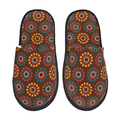 60s And 70s Aesthetic Print Women'S Fuzzy Slip On Indoor Outdoor Winter House Slippers