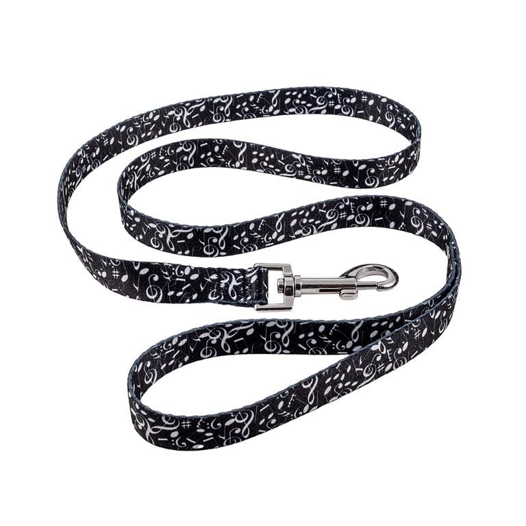 DRW Laisse pour Chien ou Chat Notes de Musique avec Mousqueton 1,5 x 120 cm