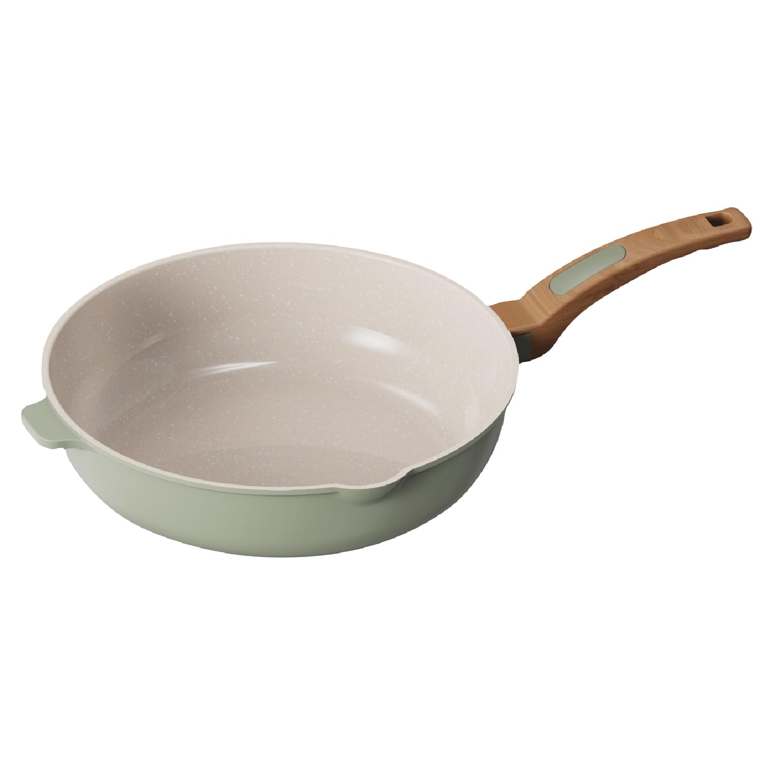 Cooksmart Signature 28cm Deep Frying Pan – Cast Aluminium | Non-Stick | PFOA & PFAS Free | Induction, Gas, & Electric Hob Compatible | Dishwasher Safe | Ergonomic Handle (Sage Green)
