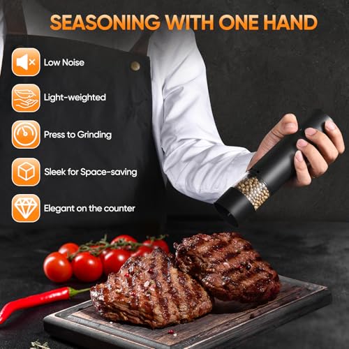 Hxro Electric Salt and Pepper Grinder Set, USB Rechargeable Kitchen Mills with Stand - image 4