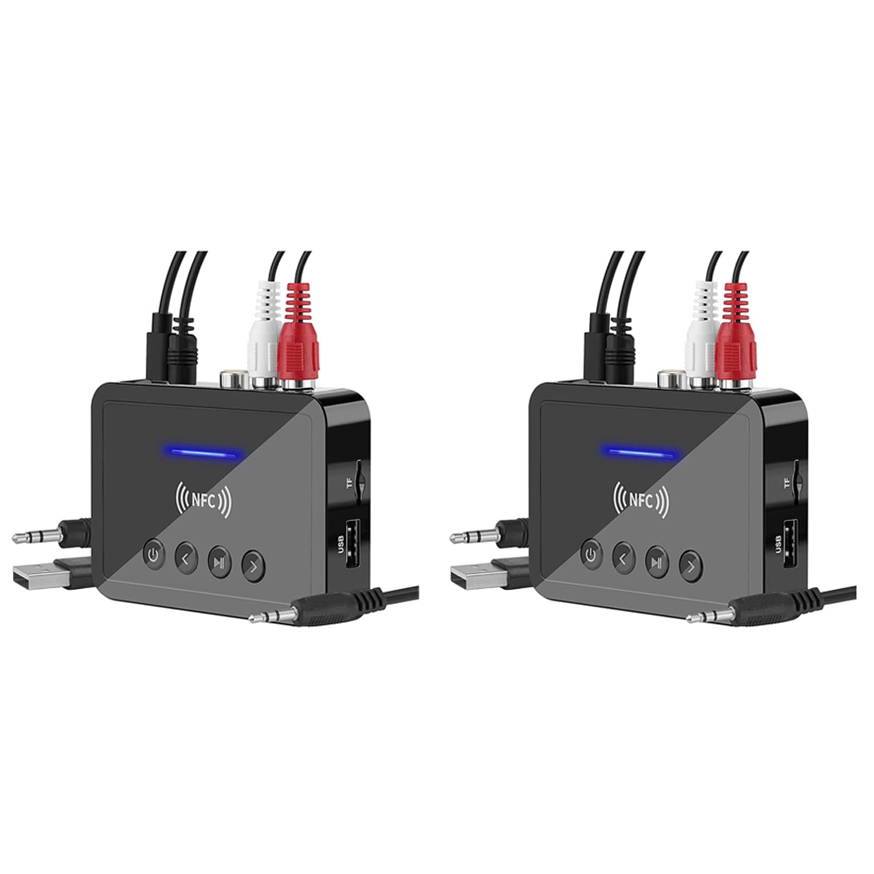 2X Bluetooth 5.0 Récepteur ÉMetteur FM Stéréo AUX 3.5mm RCA NFC Bluetooth Audio Adaptateur pour TV PC Casque