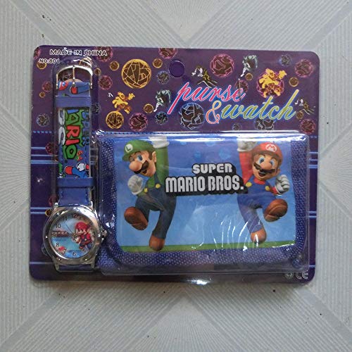 Super Mario Uhr Super Mary Boy Uhr Und Cartoon Brieftasche Anime Student Kinder Set Uhr