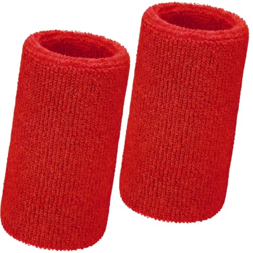 Image of WILLBOND 2 Pcs 6 Inch Wrist Sweatbands for Men and Women, Moisture Athletic Cotton Sweatband for Tennis, Basketball, Running