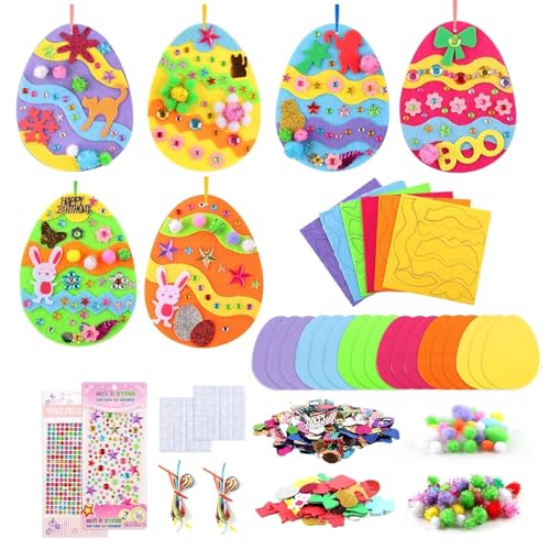 ZoneYan Kit Bricolage Pâques Enfant, Oeufs de Paques Decoration en Mousse, Artisanat Activité Paques pour Enfant, Mousse Gommettes Autocollant Deco de Paques...