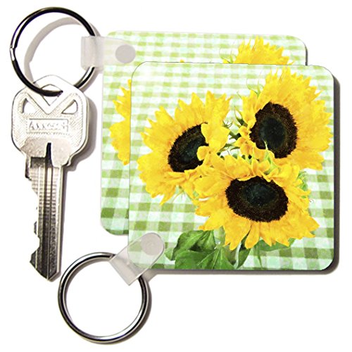 Porte-clés 2,25" 3dRose Country Tournesols par 2 avec anneau robuste pour clés de voiture