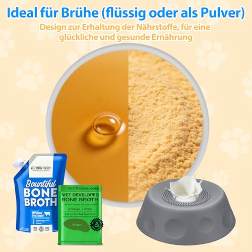 Homgaty Antischlingnapf Hunde für Flüssige Leckerbissen, Silikon Leckspielzeug Hund, Lick Bowl Für Hunde mit Integrierter Drehkugel, Hundespielzeug Leckball Für Langsames Fressen (Grau)