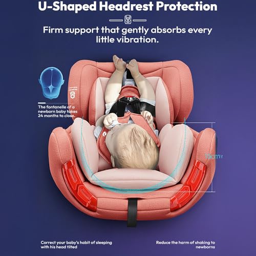 Image of StarAndDaisy Baby Car Seat 0 to 12 Years /Convertible Car Seat for Baby with 5 Points Safety Belt & 3 Lavel Adjustable Reclining /Baby Car seat with Forward & Rearward Facing Mode - Pink