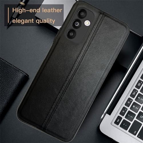 Image of A rtistque Premium Thread Leather Back Cover Case for Samsung Galaxy A14 5G | Drop Protection | Smooth Grip | Raised Camera Edges - Black