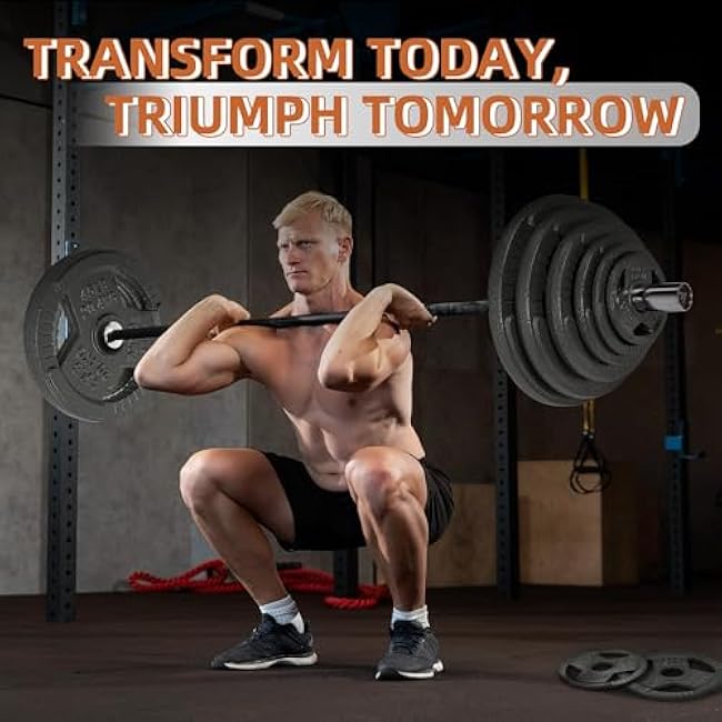 2-Inch Olympic Cast Iron Weight Plate for Strength Training & Weightlifting, Multiple Sizes