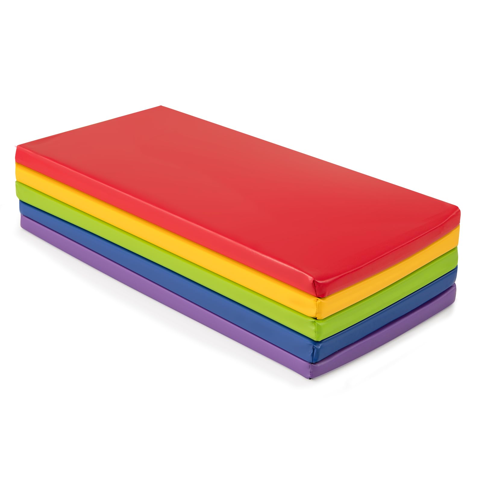 COSTWAY 5 er Set Turnmatte Kinder, 120 x 60cm Weichbodenmatte bunt, Gymnastikmatte aus Kunstleder, tragbar & Stapelbar, Sportmatte Kindermatratze für Zuhause, Kindergarten