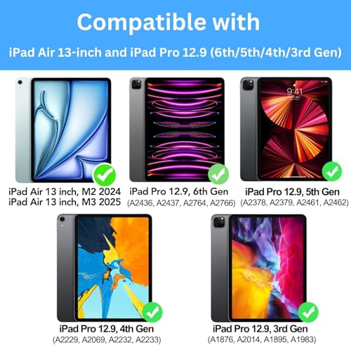Image of Keyboard Case for iPad Air 13 (M4 2026 /M3 2025 /M2 2024) and iPad Pro 12.9 inch 6th /5th /4th /3rd Generation-Magic-Style Magnetic Keyboard Case with Multi-Touch Trackpad - Floating Cantilever Stand