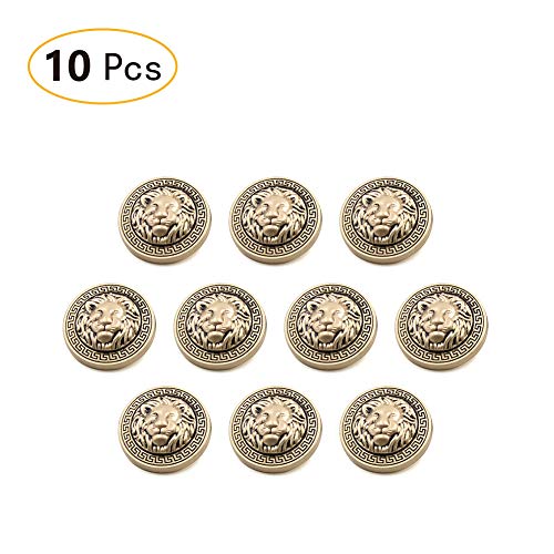 Tong Yue Löwenkopf, Metall-Knöpfe, goldfarben, 10u00a0Stück, Legierung, gold, 25 mm