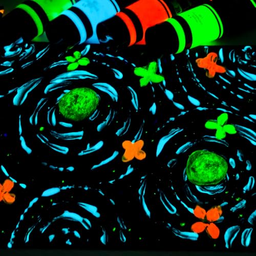 Image of Artecho Glow in the Dark Paint 6 Colors, 120 ml / 4 oz | Non-Toxic, Waterproof, For Canvas Rock Wood Fabric, Rich Pigment, For Adults & Hobbyists