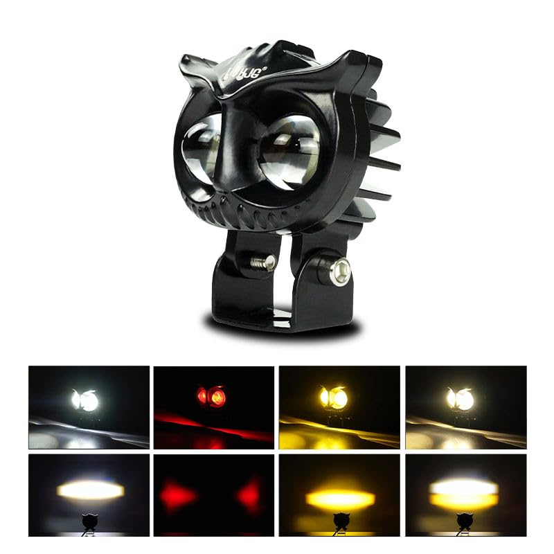 Image of LIU HJG Owl 40W LED Fog Light for Bikes & Cars - White, Yellow & Red Devil Eye - Super Bright Auxiliary Motorcycle Fog Lights, Waterproof Driving Lamp (1 piece)