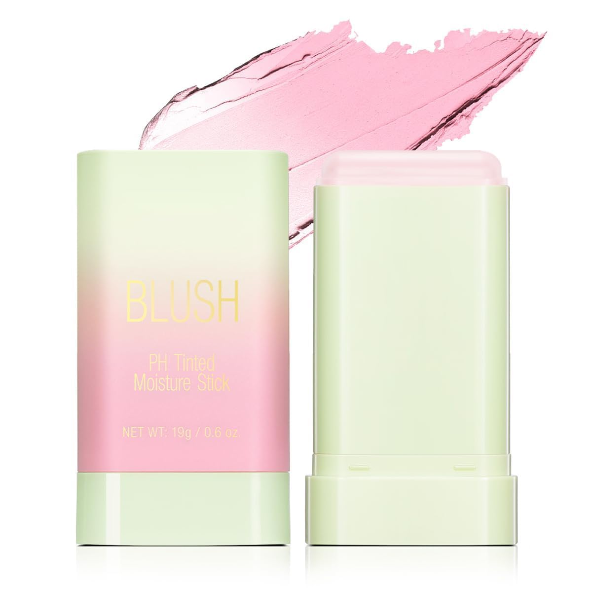 PH Color Changing Hydrating Blush Stick - 3-in-1 Tinted Solid Blush/Eyes/Lips (Shy Pink)