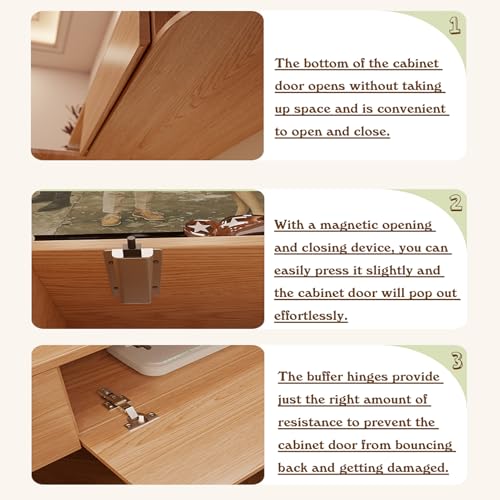 Floating TV Stand Wall Mounted TV Cabinet Floating Shelves with Door Entertainment Media Console Solid Wood Modern Living Room Round Corner TV Stand (White, 160CM) - Image 6