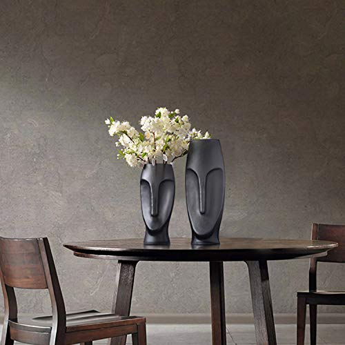 Abstracte Menselijk Gezicht Glazen Vaas Thuiskantoor Woonkamer Tv Aanrecht Vaas Gedroogde Bloemen Simulatie Bloem Decoratie Vaas 47x16cm, 35x15cm, 2 Stuks - Afbeelding 4