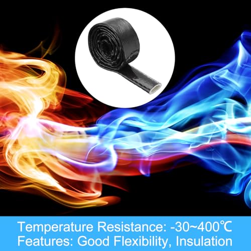 Image of MECCANIXITY 1-3 /16 inch ID 5ft Heat Shielded Fire Sleeve Silicone Coated Fiberglass Tape, for Automotive Hose Lines Wires Electrical Wiring, Black