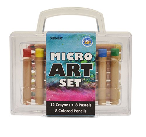 Xonex Micro Art Set, Stores 12 Micro Crayons, 8 Micro Colored Pencils, 8 Micro Oil Pastels (59034)