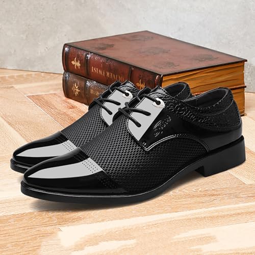 Men's Patent Leather Dress Shoes Casual Oxford Lace-up Shoes Business Formal Shoes Tuxedo Office Shoes for Men 6