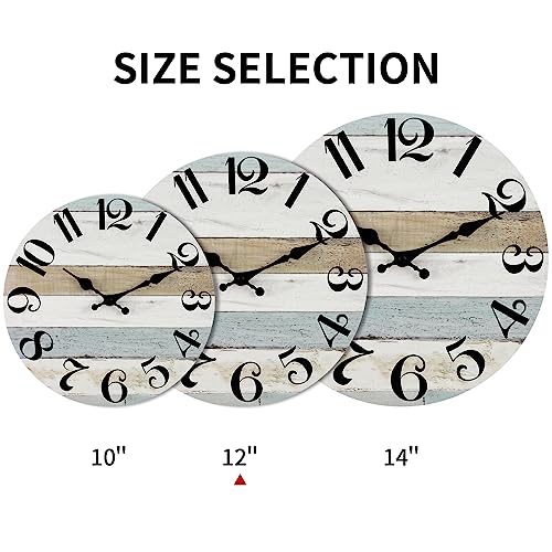Image of KECYET 12 Inch Wall Clock Silent Non-Ticking Wall Clocks Battery Operated - Country Rustic Clock Decorative for Kitchen,Bathroom,Bedroom,Office,Living Room