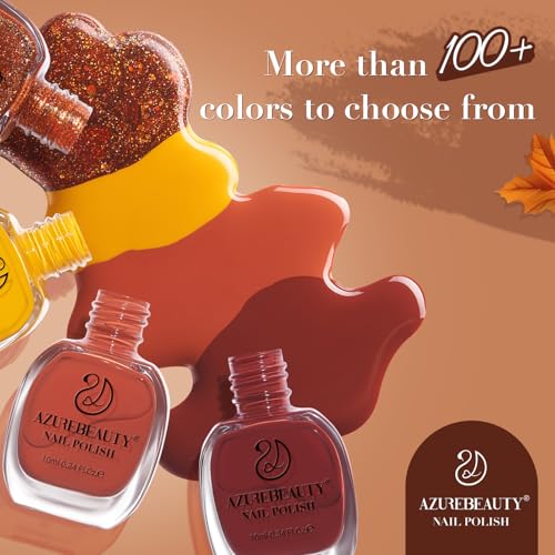 Image of AZUREBEAUTY Brown Nail Polish Quick Dry Fall Nail Polish Natural Shine Nail Lacquer Salon-Quality for Women Girl Gift Set 10ml